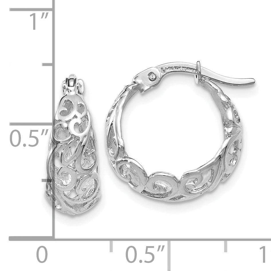 Lovely Rita's Earrings 14k White Gold Polished Finish Fancy Hoop Earrings