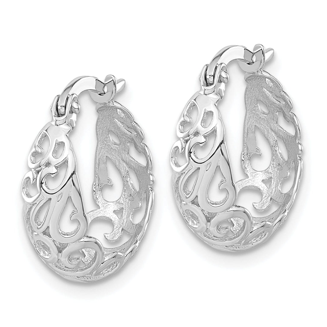 Lovely Rita's Earrings 14k White Gold Polished Finish Fancy Hoop Earrings