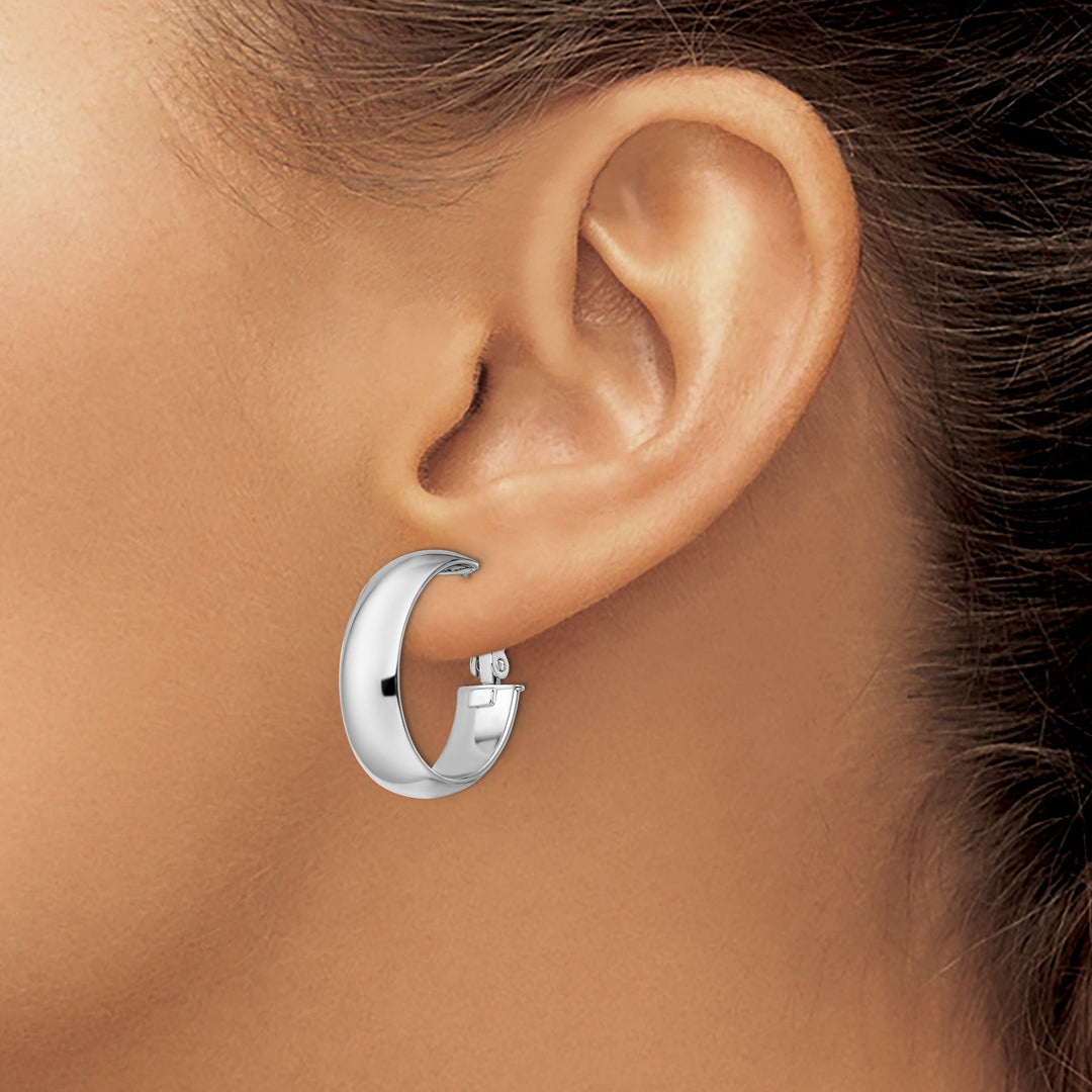 Lovely Rita's Earrings 14k White Gold Polished Finish Hoop Earrings