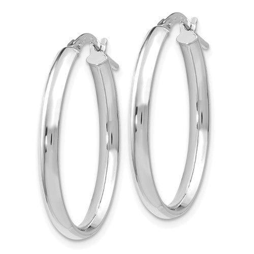 Lovely Rita's Earrings 14k White Gold Polished Finish Oval Hoop Earrings