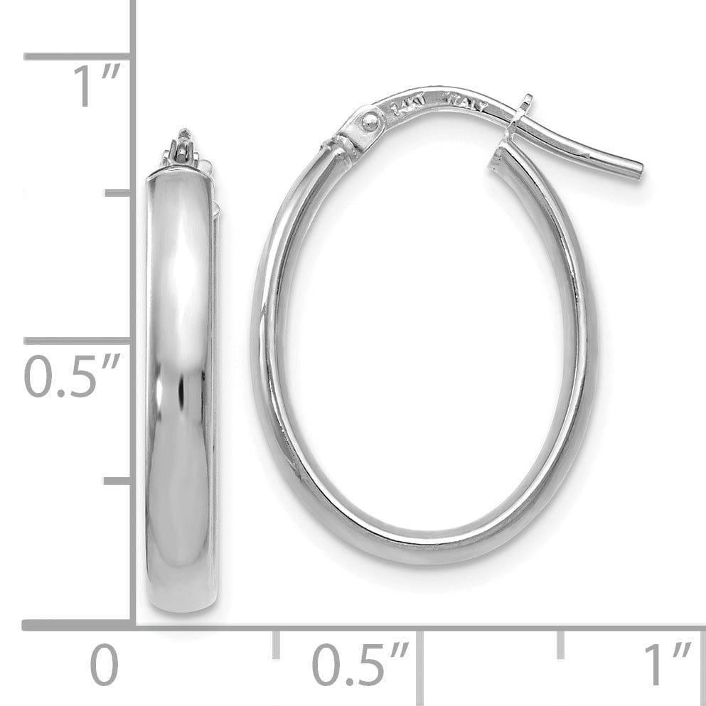 Lovely Rita's Earrings 14k White Gold Polished Finish Oval Hoop Earrings