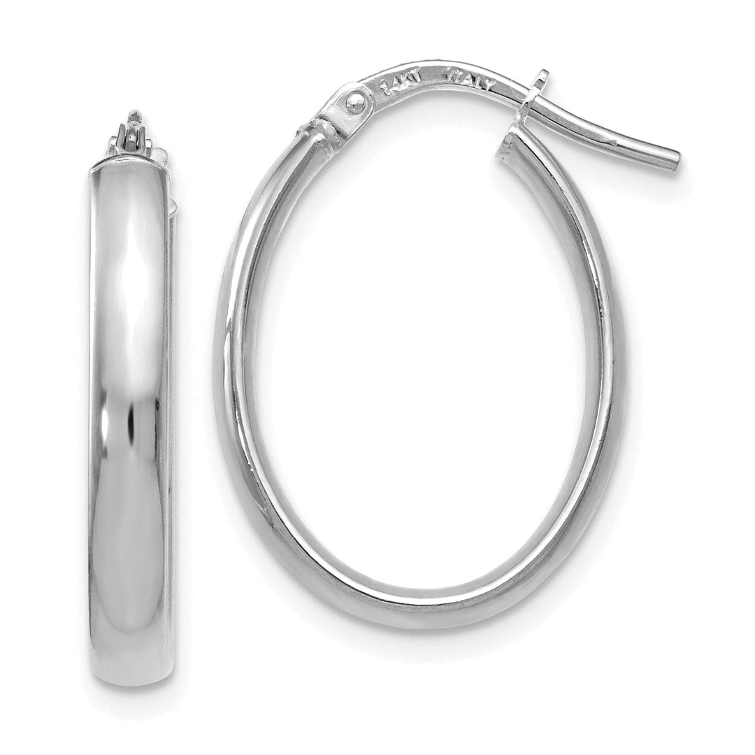 Lovely Rita's Earrings 14k White Gold Polished Finish Oval Hoop Earrings
