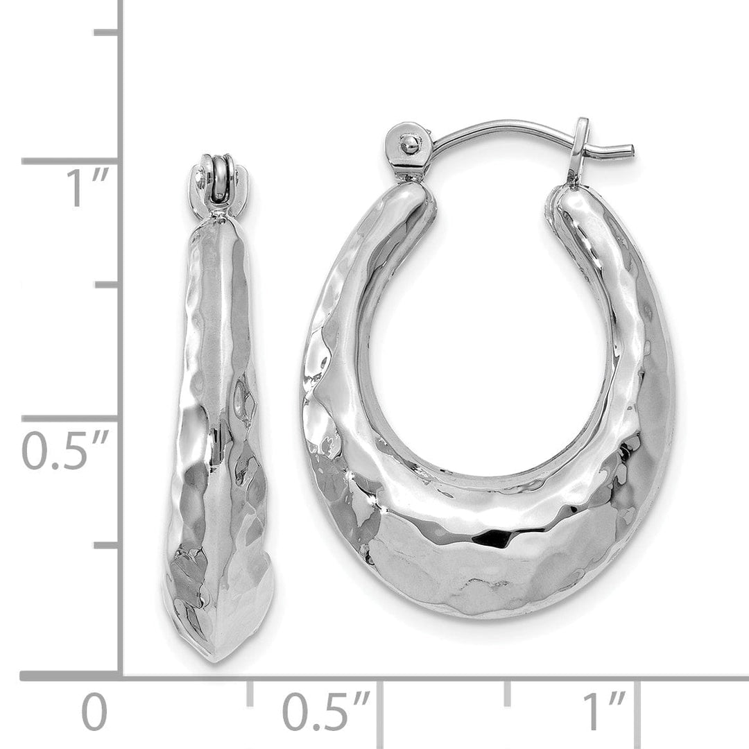 Lovely Rita's Earrings 14k White Gold Polished Hammered Hoop Earrings