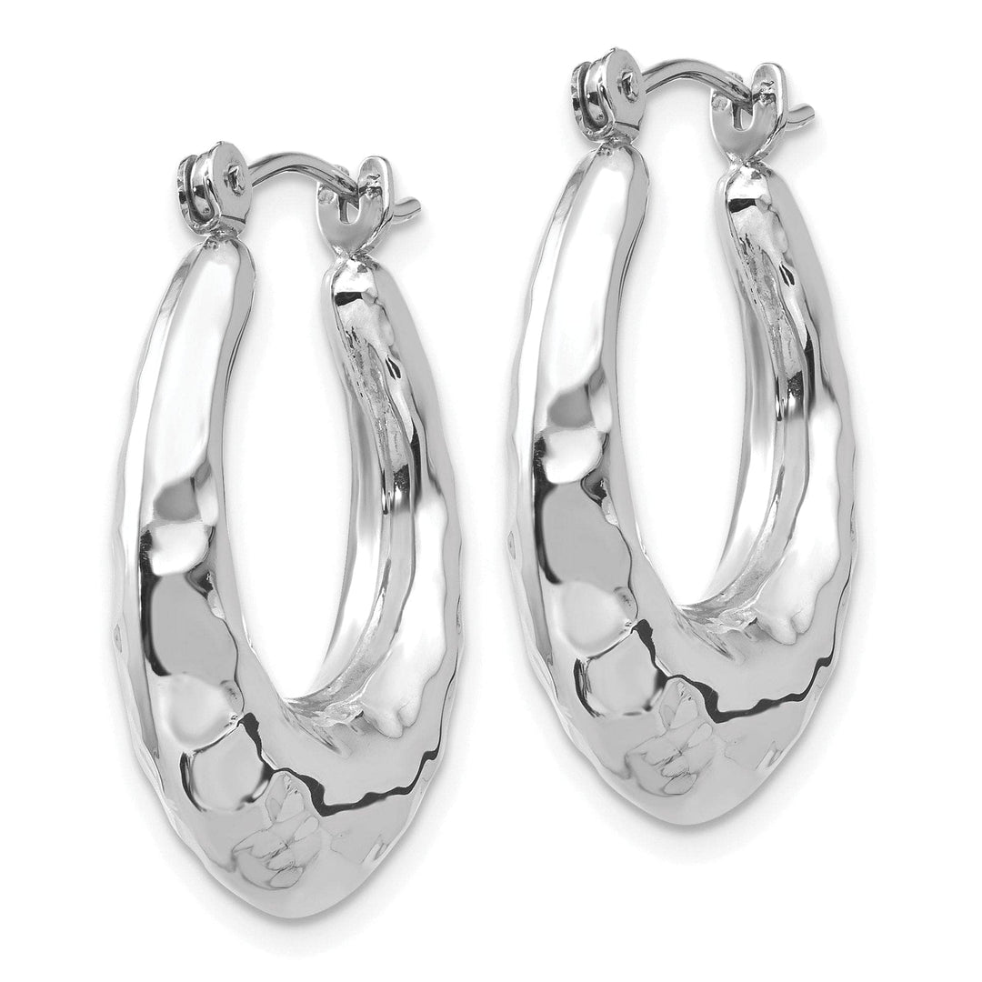 Lovely Rita's Earrings 14k White Gold Polished Hammered Hoop Earrings
