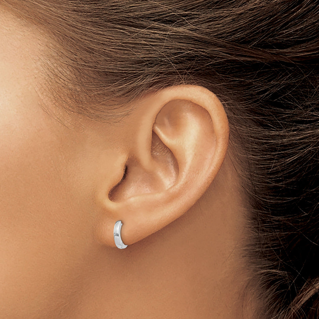 Lovely Rita's Earrings 14k White Gold Polished Hinged Hoop Earrings