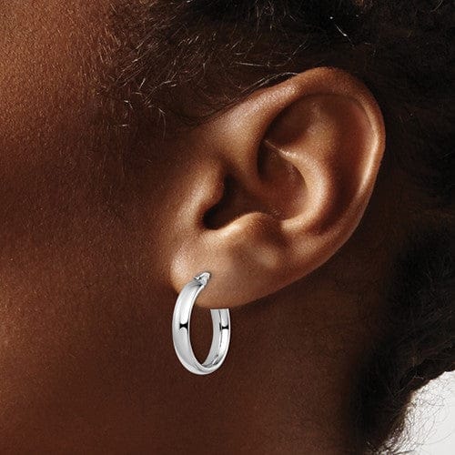 Lovely Rita's Earrings 14k White Gold Polished Hoop Earrings