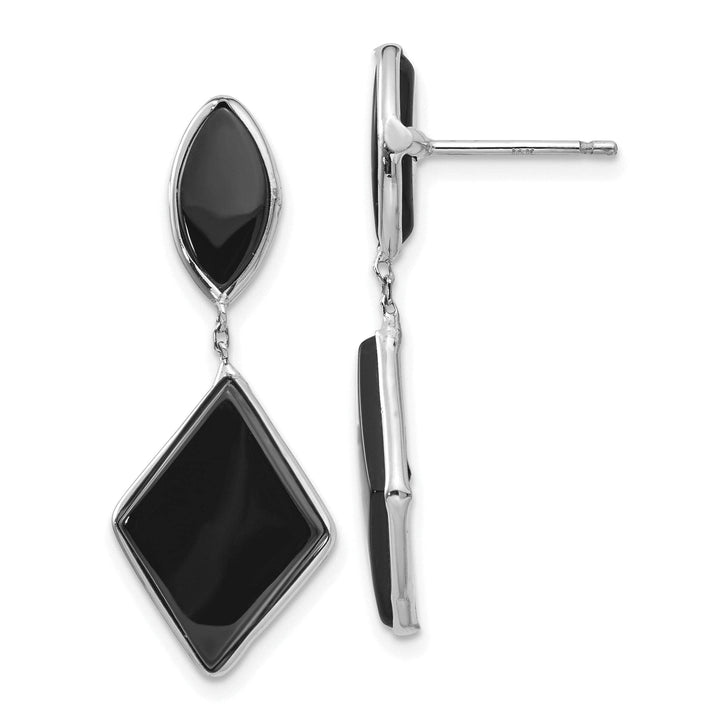 Lovely Rita's Earrings 14k White Gold Polished Onyx Post Earrings