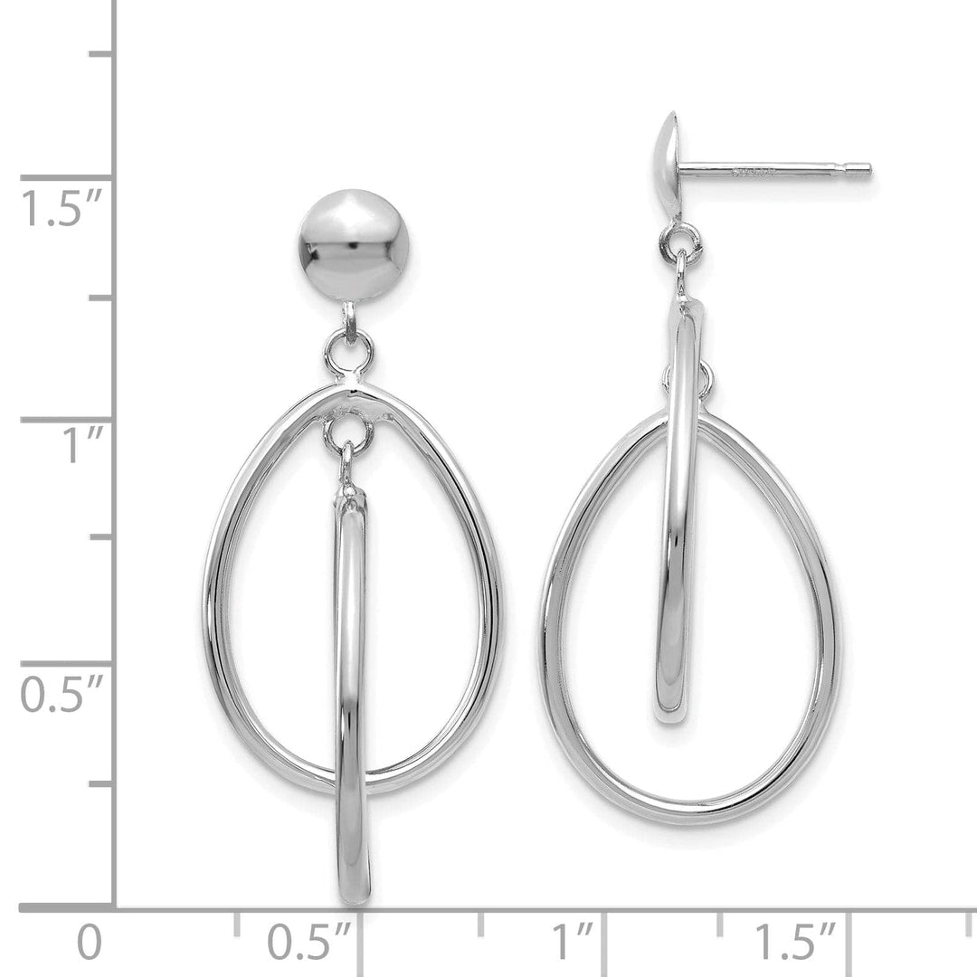 Lovely Rita's Earrings 14k White Gold Polished Oval Dangle Post Earrings