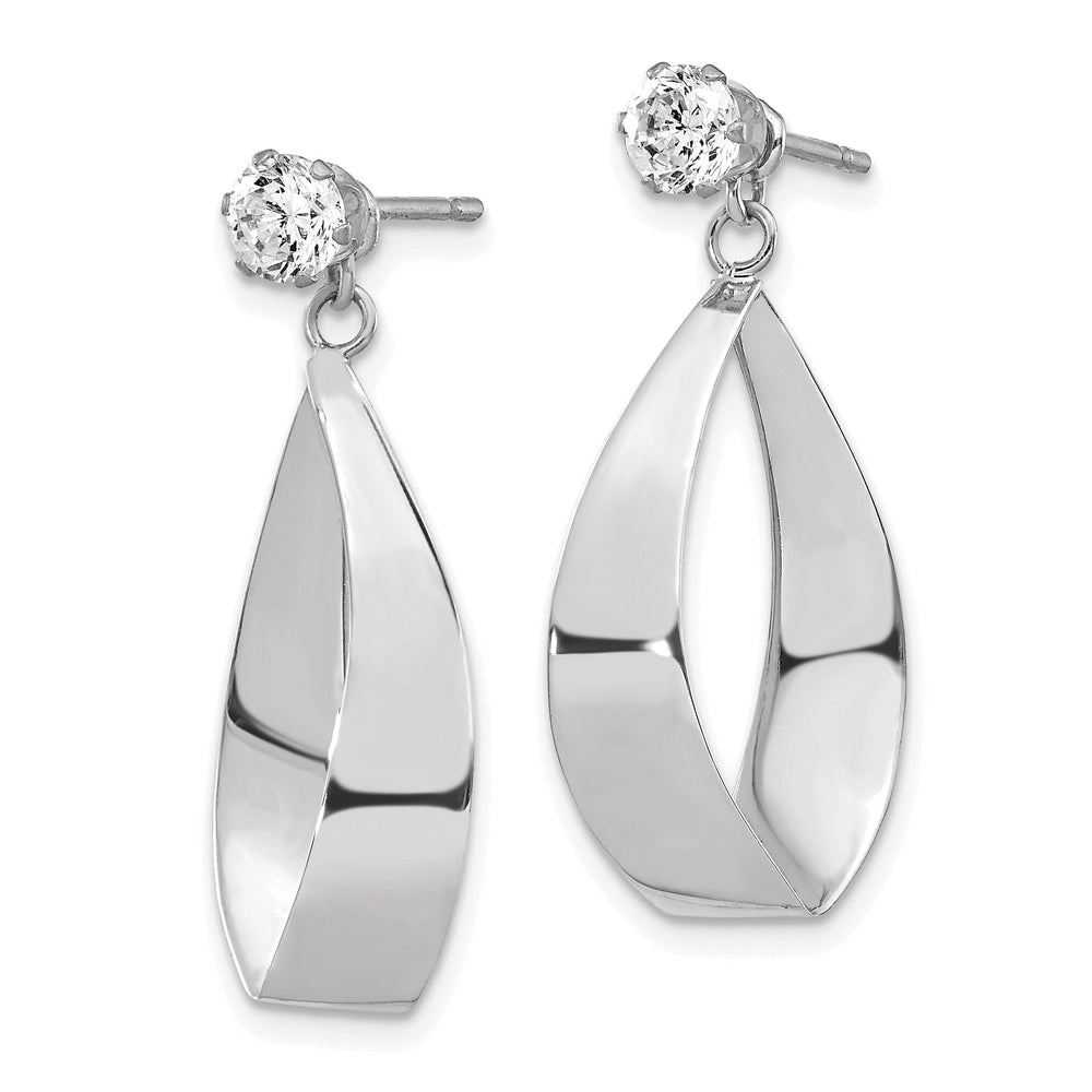 Lovely Rita's Earrings 14k White Gold Polished Oval Dangle Stud Earring Jackets