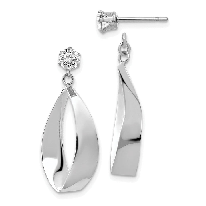 Lovely Rita's Earrings 14k White Gold Polished Oval Dangle Stud Earring Jackets