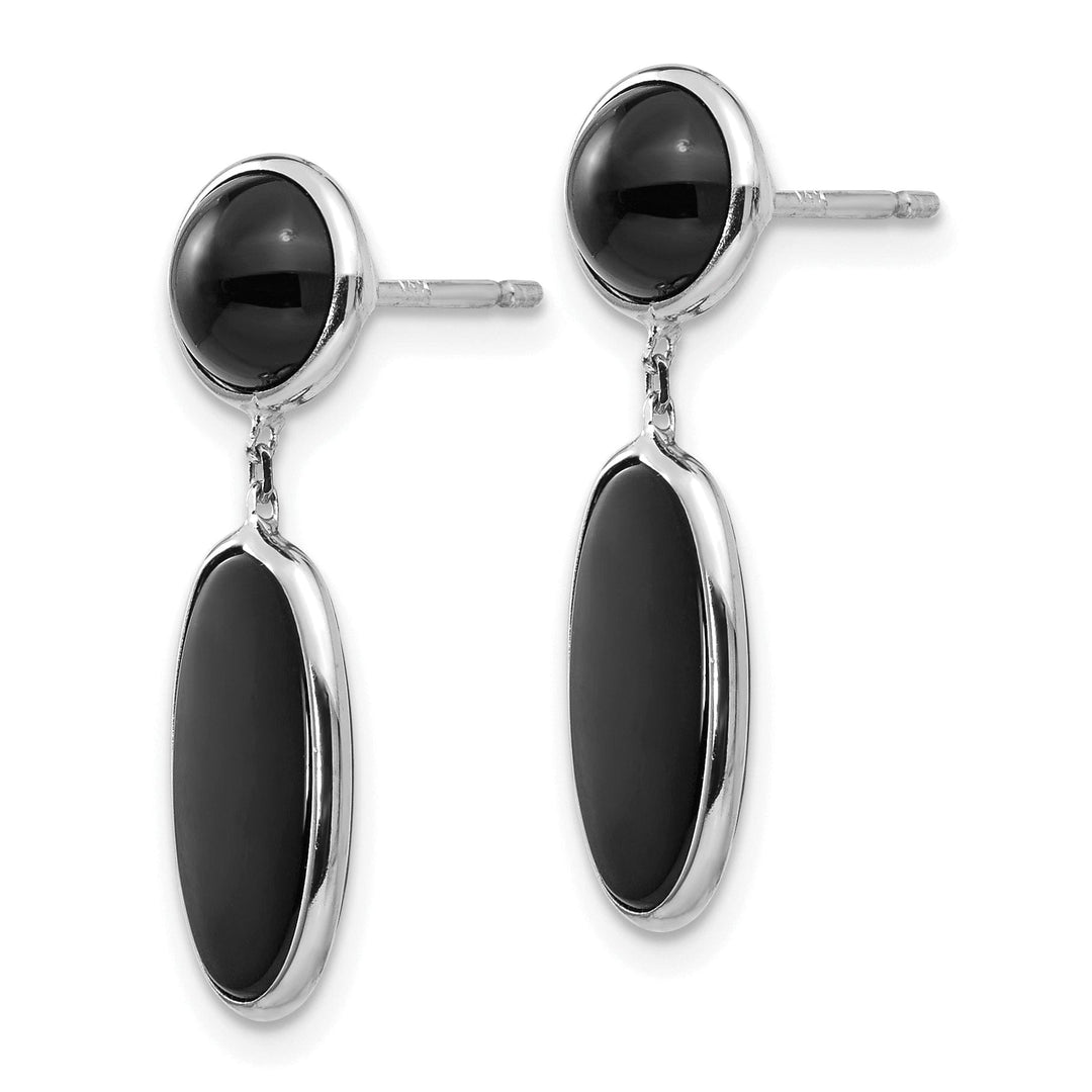 Lovely Rita's Earrings 14k White Gold Polished Oval Onyx Post Earrings