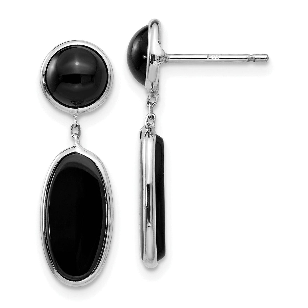 Lovely Rita's Earrings 14k White Gold Polished Oval Onyx Post Earrings
