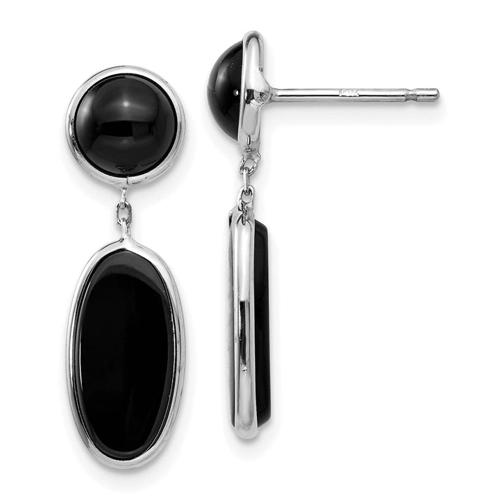 Lovely Rita's Earrings 14k White Gold Polished Oval Onyx Post Earrings