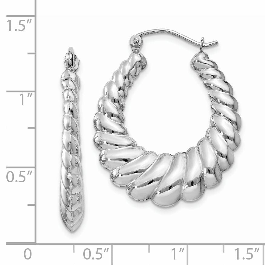 Lovely Rita's Earrings 14k White Gold Polished Scalloped Hoop Earrings