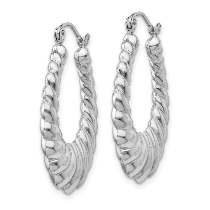 Lovely Rita's Earrings 14k White Gold Polished Scalloped Hoop Earrings