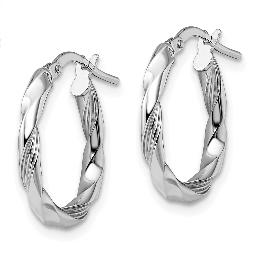 Lovely Rita's Earrings 14k White Gold Polished Textured Hoop Earrings