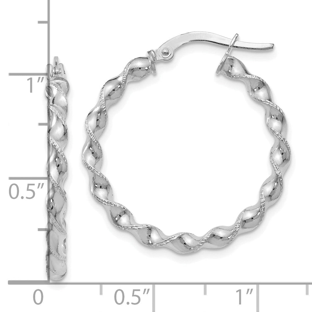 Lovely Rita's Earrings 14k White Gold Polished Twisted Hoop Earrings