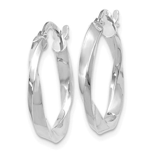 Lovely Rita's Earrings 14k White Gold Polished Twisted Hoop Earrings
