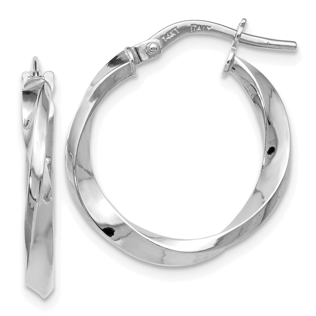 Lovely Rita's Earrings 14k White Gold Polished Twisted Hoop Earrings