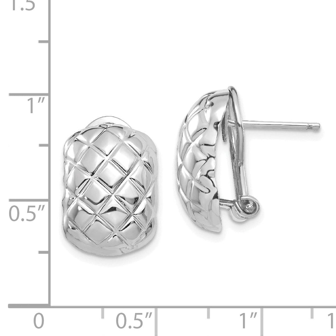 Lovely Rita's Earrings 14k White Gold Quilted Omega Back Post Earrings