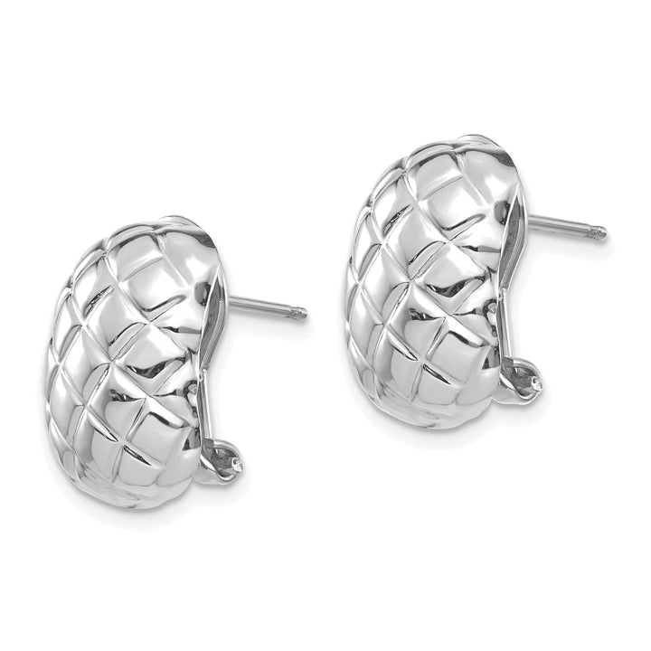 Lovely Rita's Earrings 14k White Gold Quilted Omega Back Post Earrings