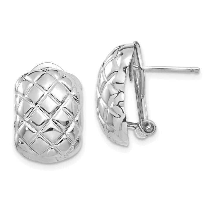 Lovely Rita's Earrings 14k White Gold Quilted Omega Back Post Earrings