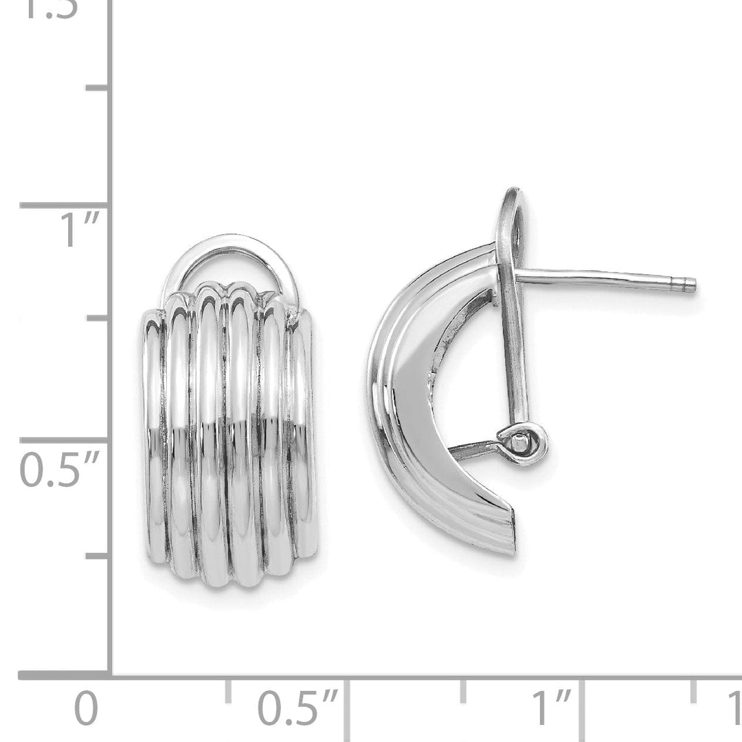 Lovely Rita's Earrings 14k White Gold Ribbed Omega Back Post Earrings