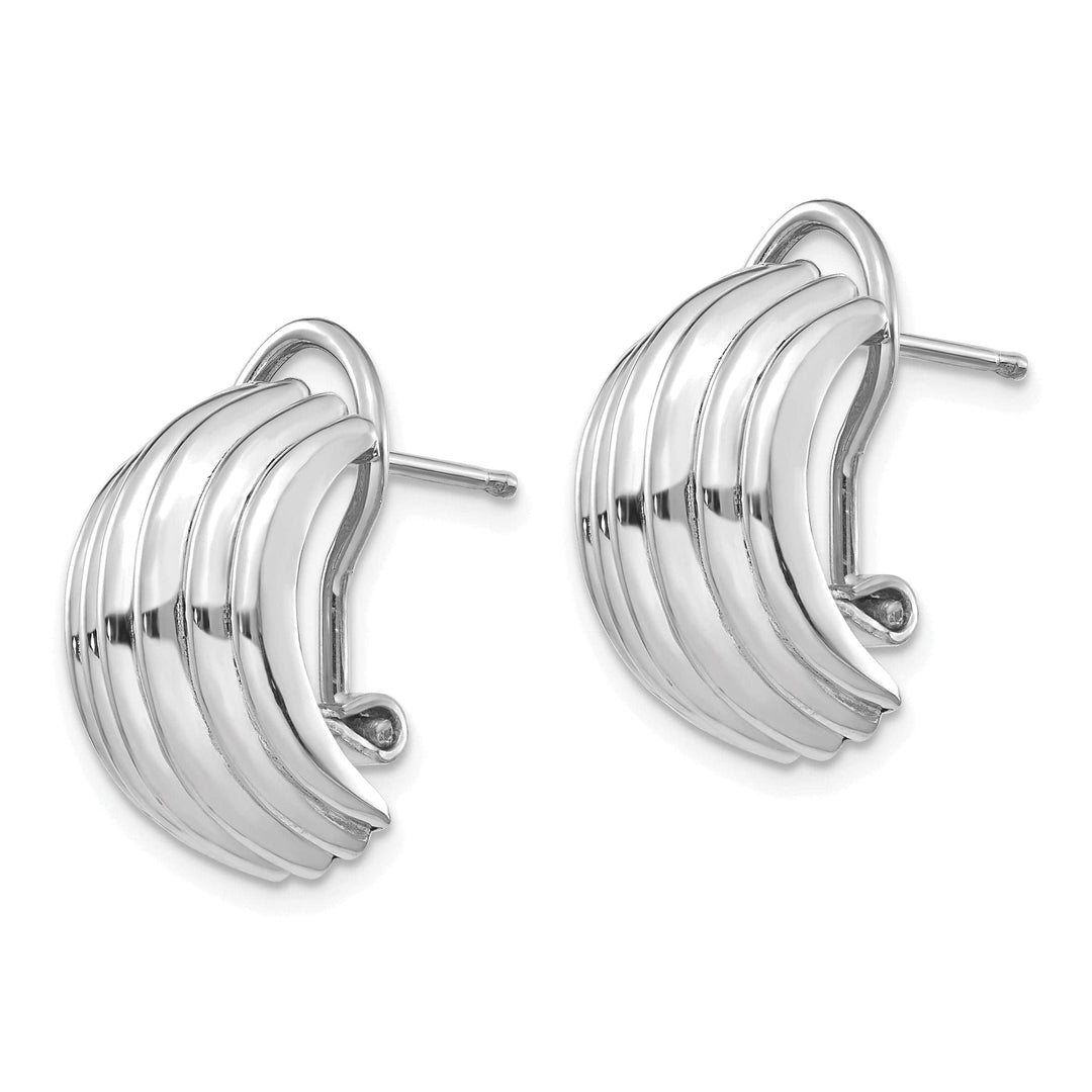 Lovely Rita's Earrings 14k White Gold Ribbed Omega Back Post Earrings