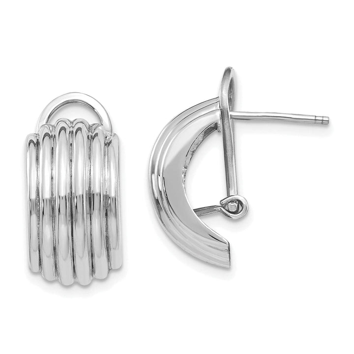 Lovely Rita's Earrings 14k White Gold Ribbed Omega Back Post Earrings