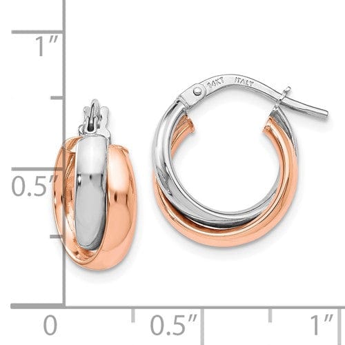 Lovely Rita's Earrings 14k White Gold Rose-plated Polish Hoop Earrings