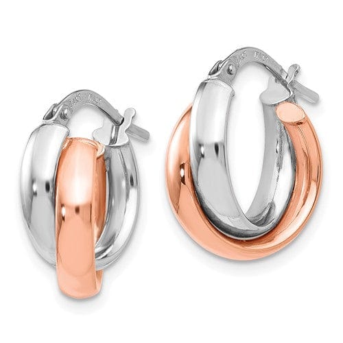 Lovely Rita's Earrings 14k White Gold Rose-plated Polish Hoop Earrings