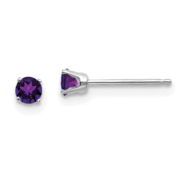 Lovely Rita's Earrings 14k White Gold Round Amethyst Birthstone Earrings
