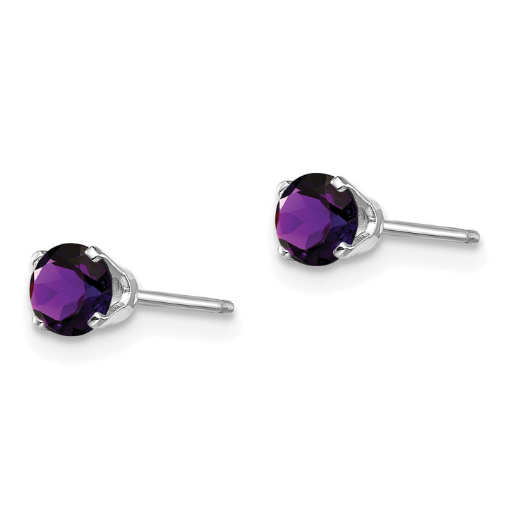 Lovely Rita's Earrings 14k White Gold Round Amethyst Birthstone Earrings