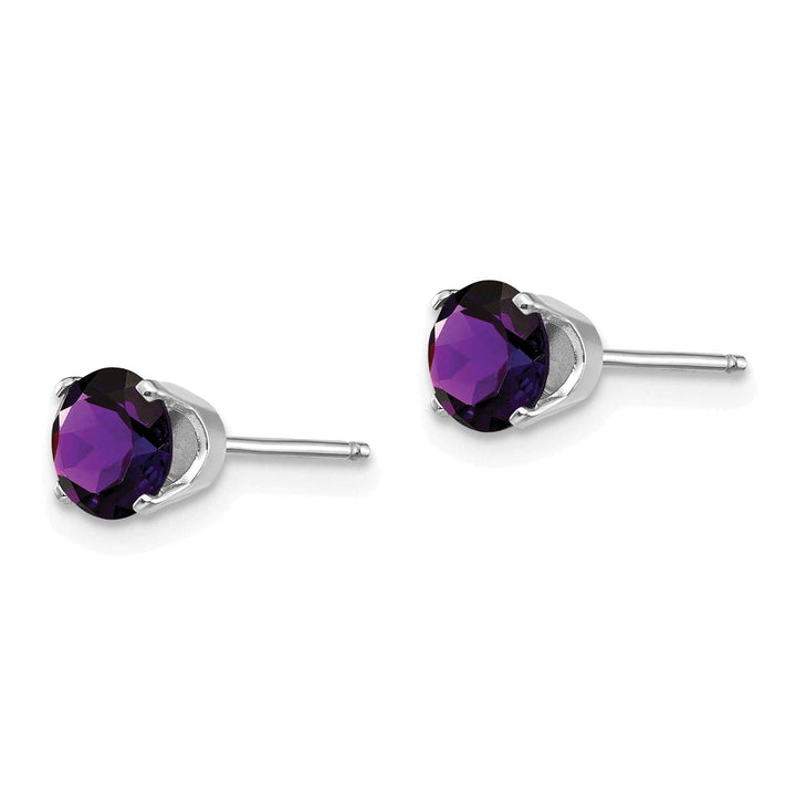 Lovely Rita's Earrings 14k White Gold Round Amethyst Birthstone Earrings