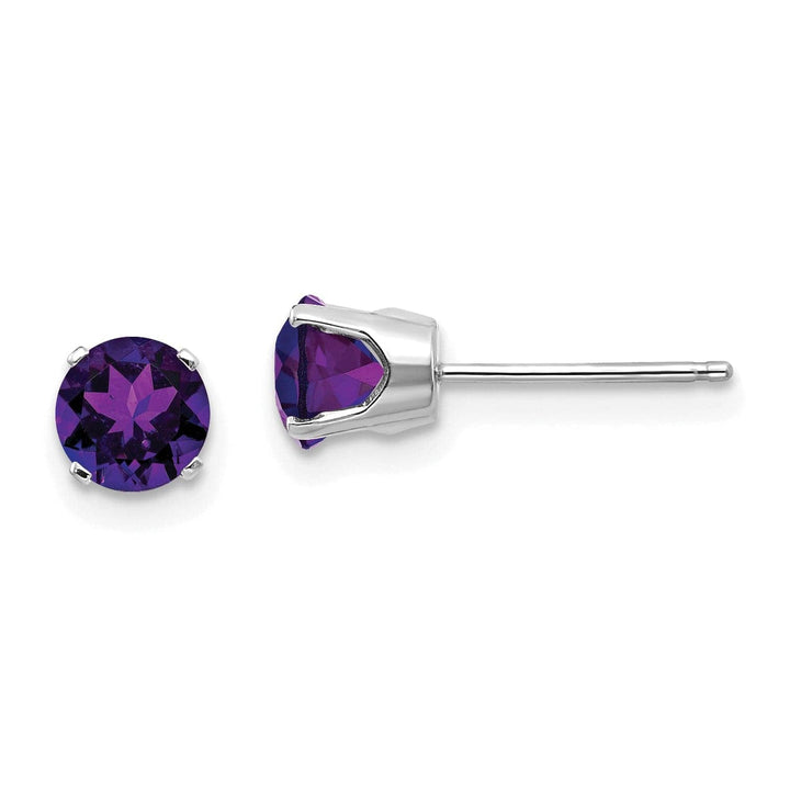 Lovely Rita's Earrings 14k White Gold Round Amethyst Birthstone Earrings