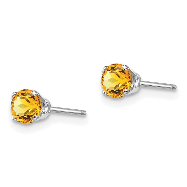 Lovely Rita's Earrings 14k White Gold Round Citrine Birthstone Earrings