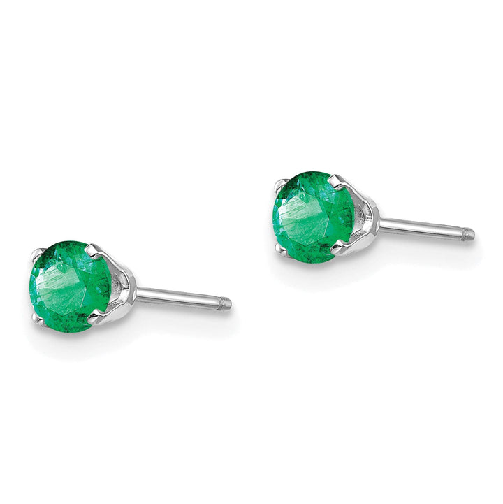 Lovely Rita's Earrings 14k White Gold Round Emerald Birthstone Earrings