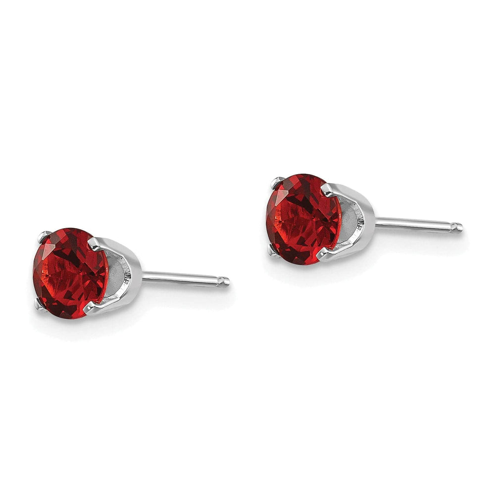 Lovely Rita's Earrings 14k White Gold Round Garnet Birthstone Earrings