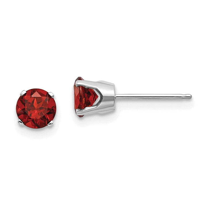 Lovely Rita's Earrings 14k White Gold Round Garnet Birthstone Earrings