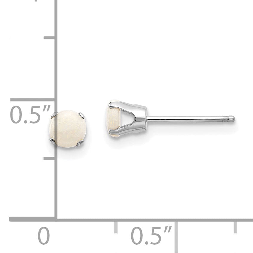 Lovely Rita's Earrings 14k White Gold Round Opal Birthstone Earrings