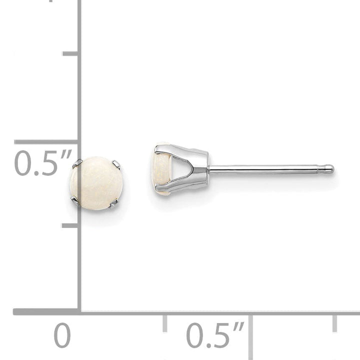 Lovely Rita's Earrings 14k White Gold Round Opal Birthstone Earrings