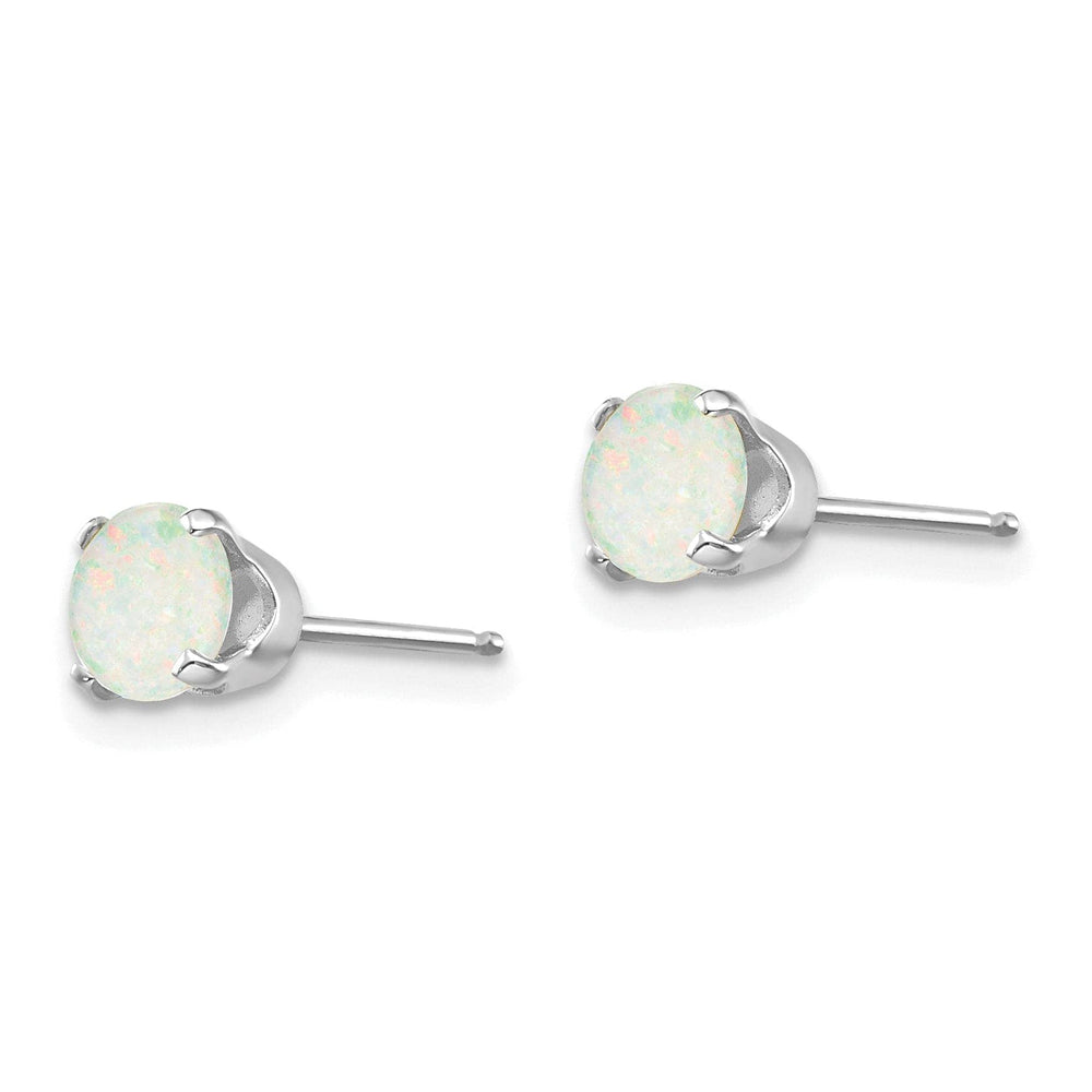 Lovely Rita's Earrings 14k White Gold Round Opal Birthstone Earrings