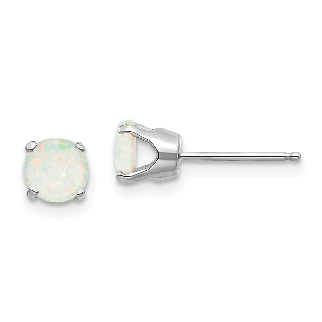 Lovely Rita's Earrings 14k White Gold Round Opal Birthstone Earrings