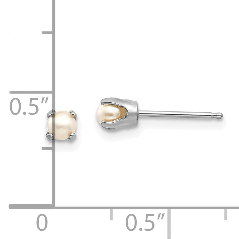 Lovely Rita's Earrings 14k White Gold Round Pearl Birthstone Earrings