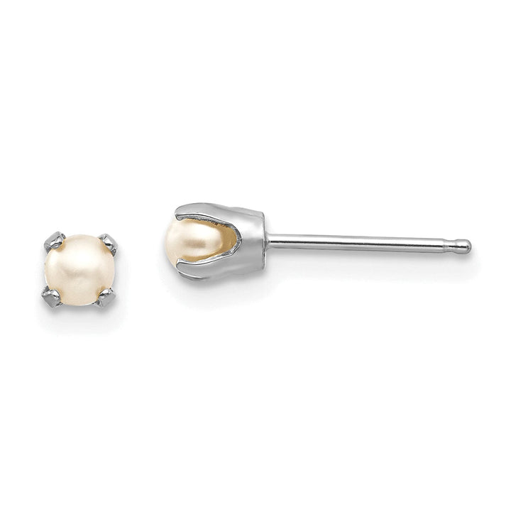 Lovely Rita's Earrings 14k White Gold Round Pearl Birthstone Earrings