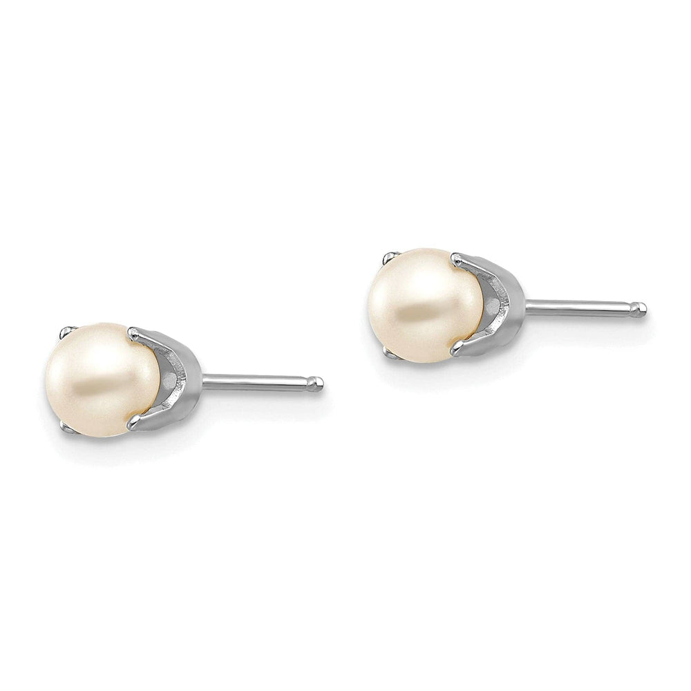 Lovely Rita's Earrings 14k White Gold Round Pearl Birthstone Earrings