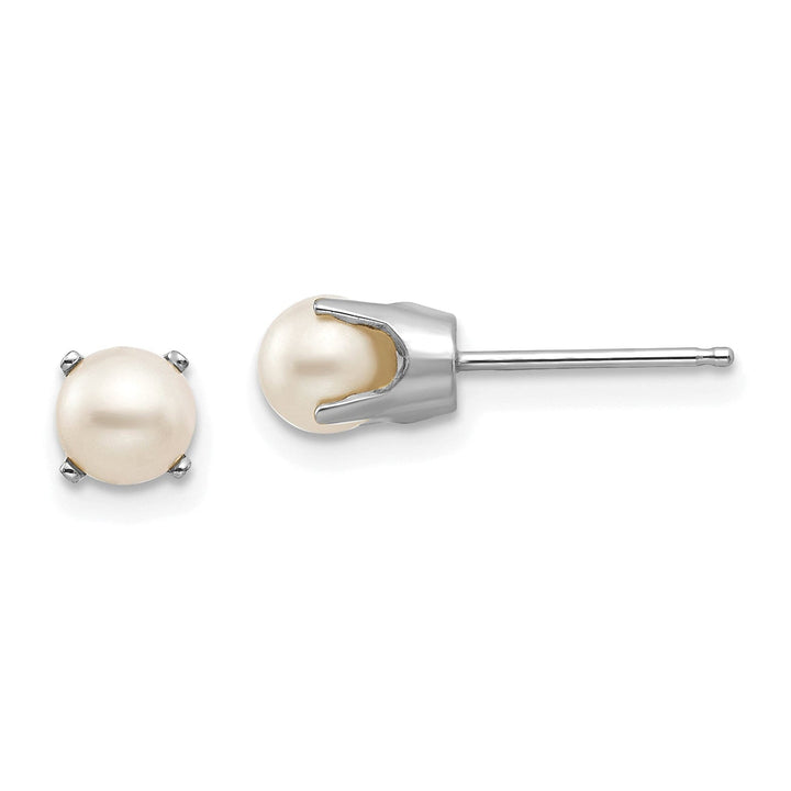 Lovely Rita's Earrings 14k White Gold Round Pearl Birthstone Earrings