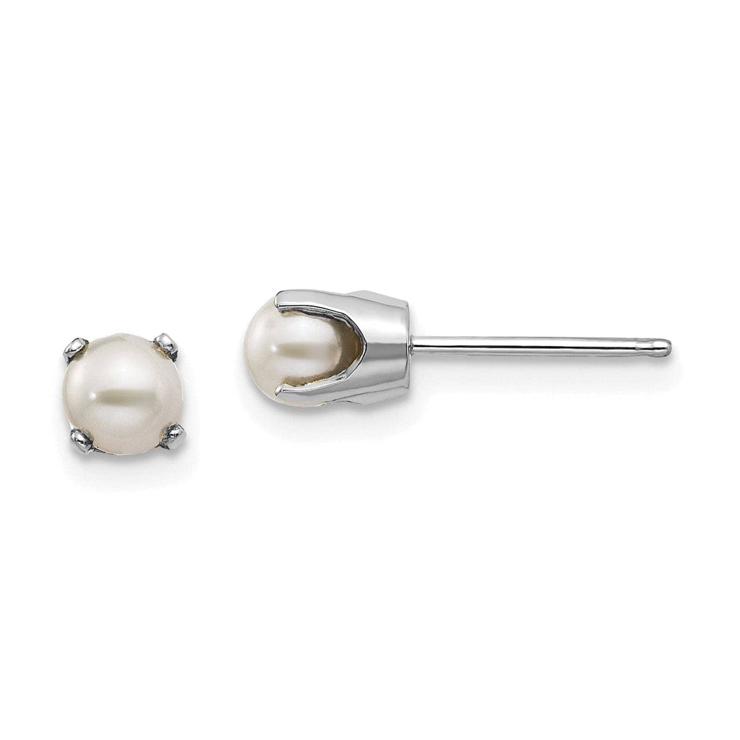 Lovely Rita's Earrings 14k White Gold Round Pearl Birthstone Earrings