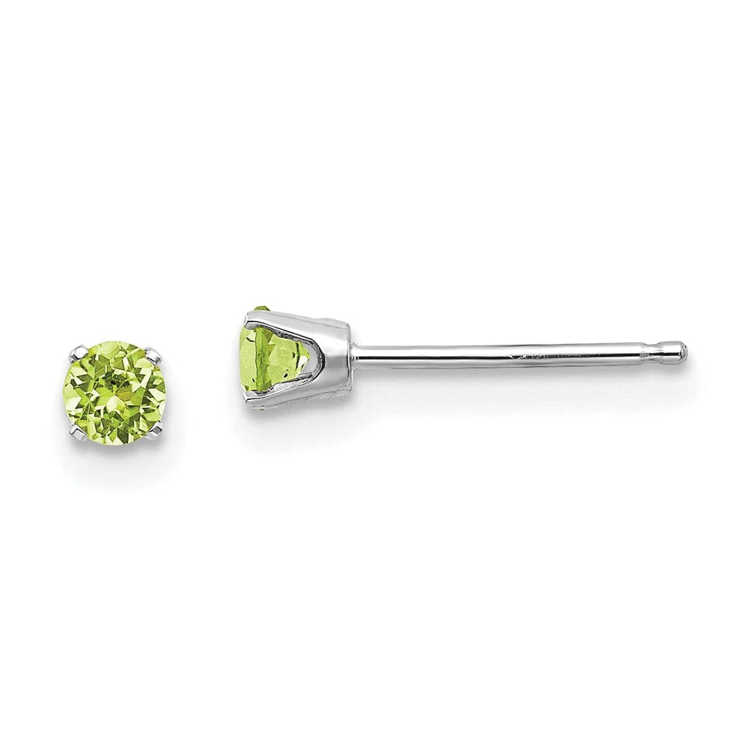 Lovely Rita's Earrings 14k White Gold Round Peridot Birthstone Earrings