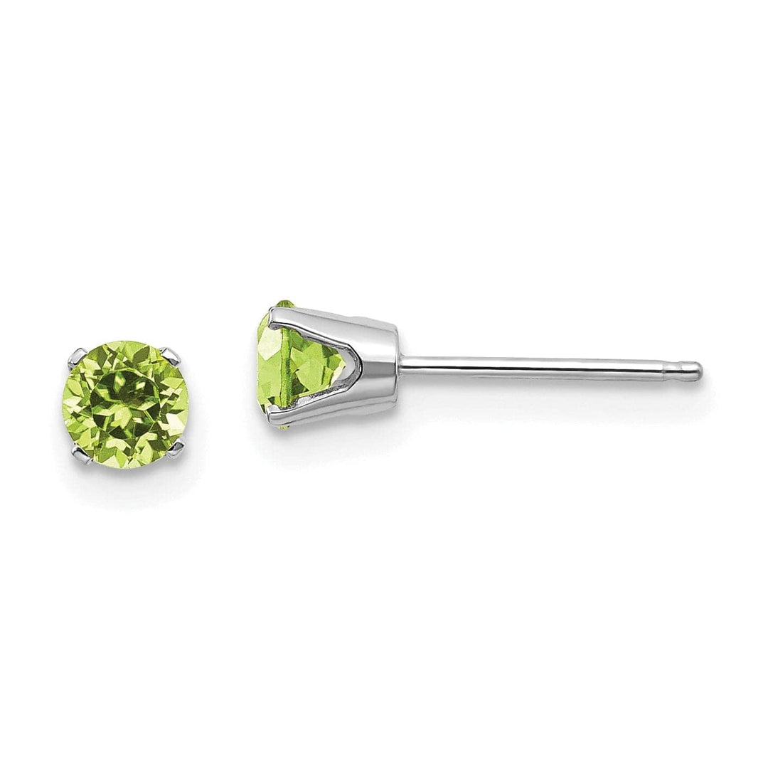 Lovely Rita's Earrings 14k White Gold Round Peridot Birthstone Earrings